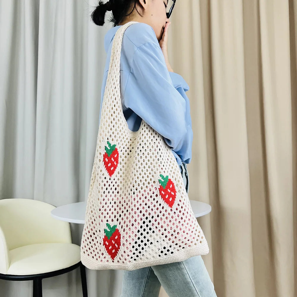 strawberry crochet shoulder bag