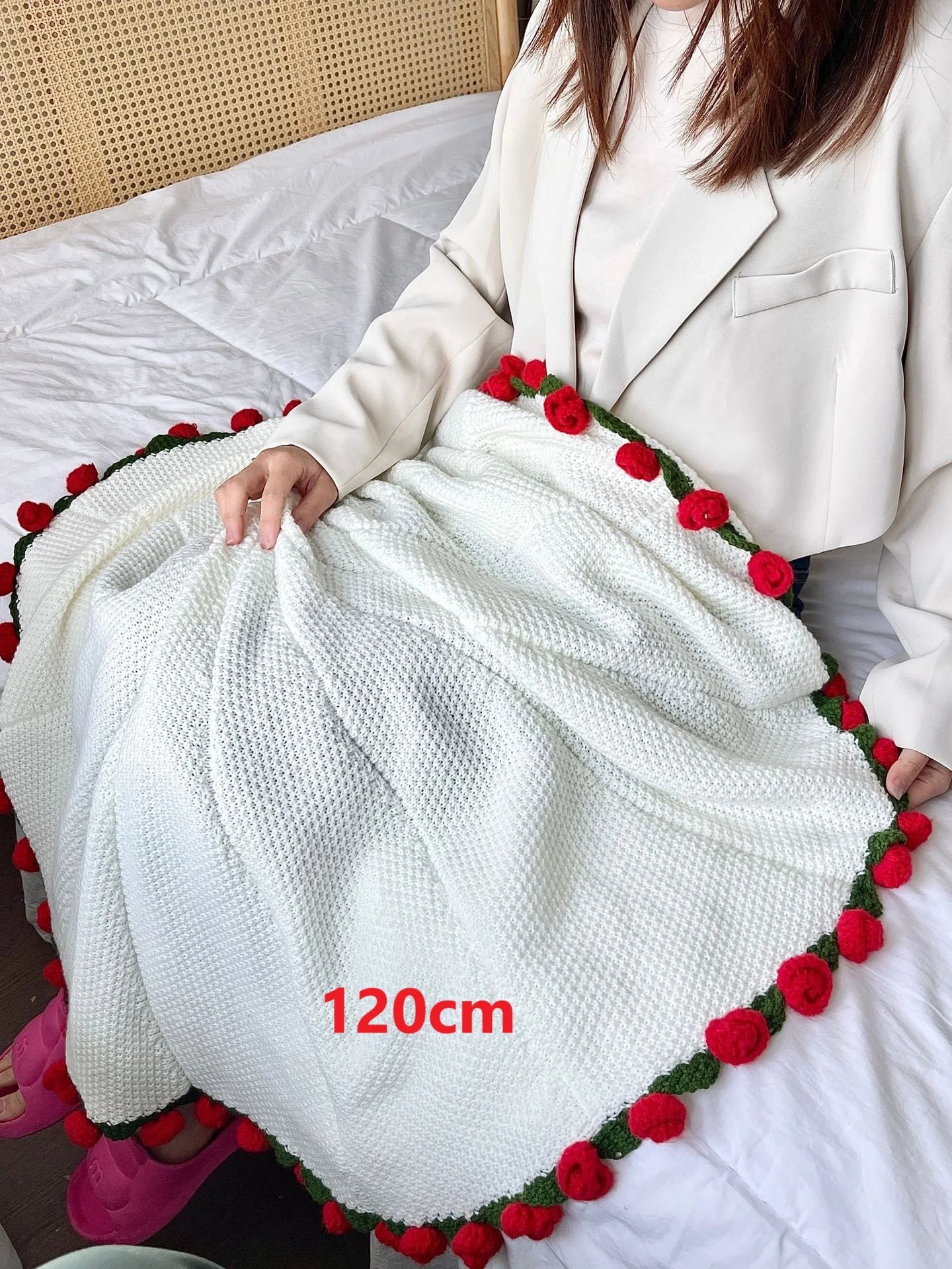 Rose Flower Blanket Crochet Gift