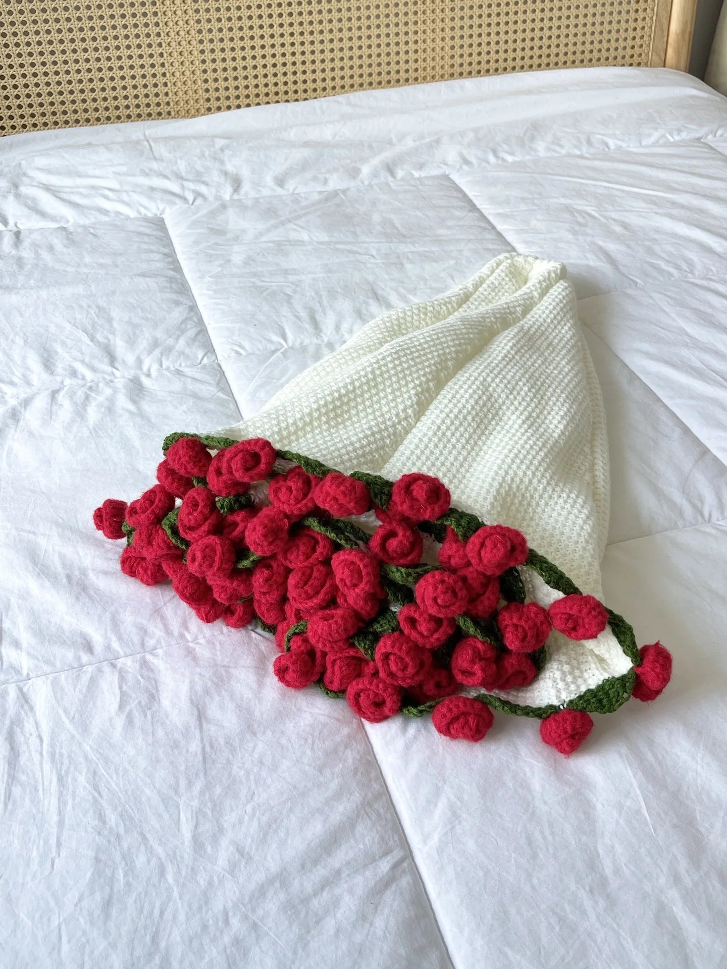 Rose Flower Blanket Crochet Gift