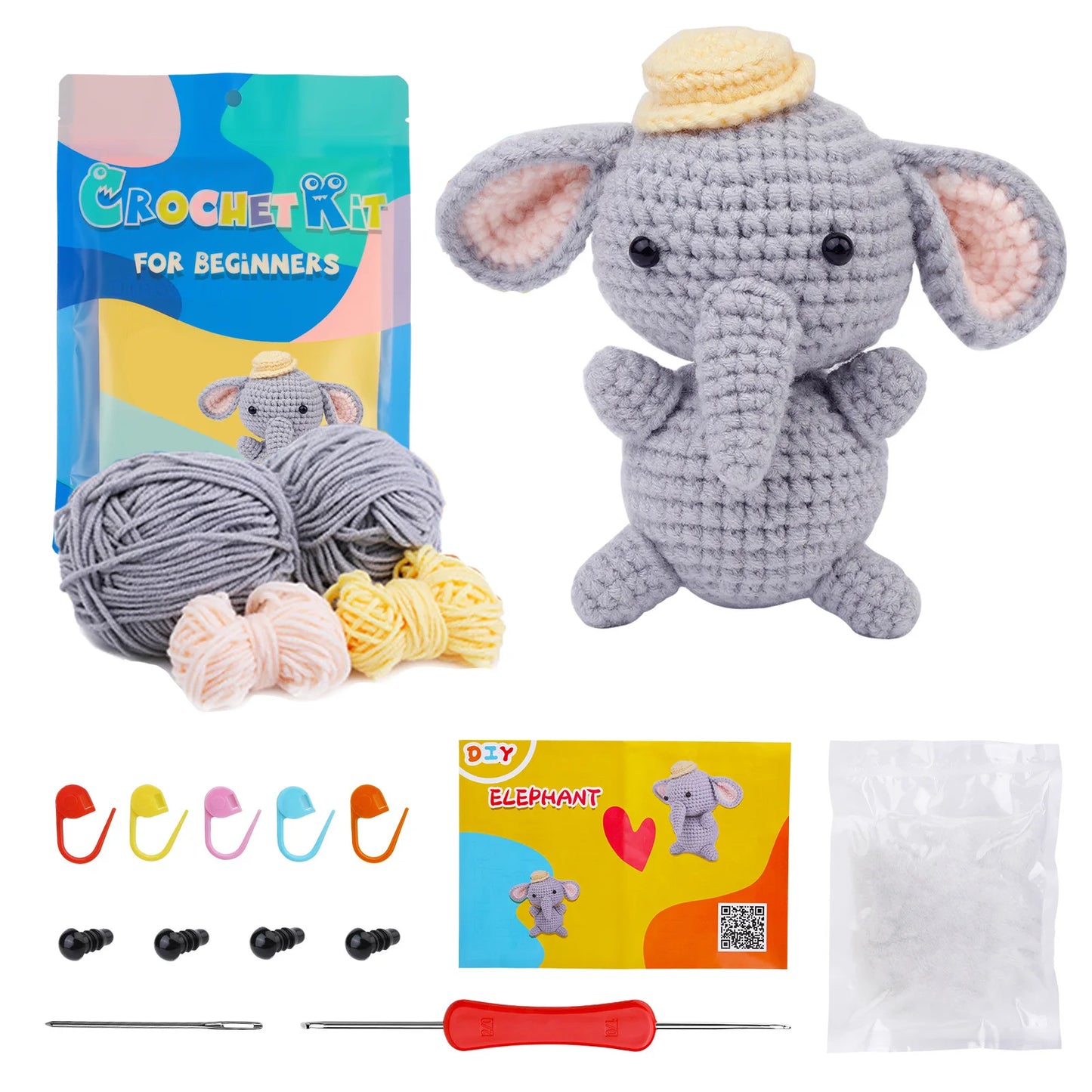 wool animal crochet supplies set