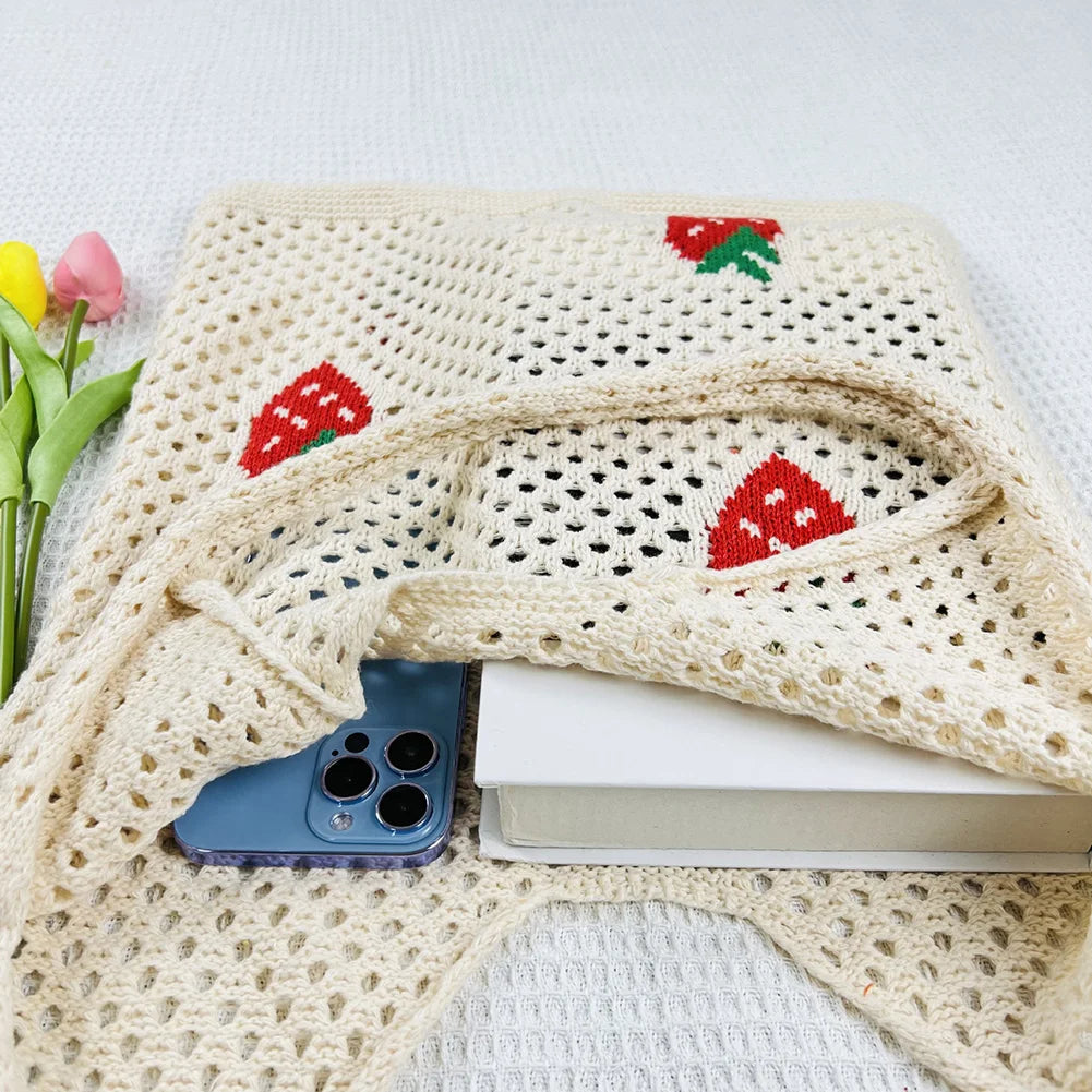 strawberry crochet shoulder bag