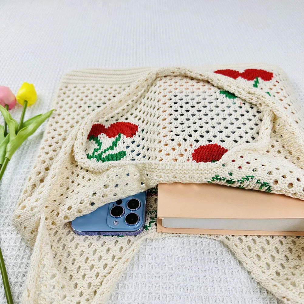 strawberry crochet shoulder bag