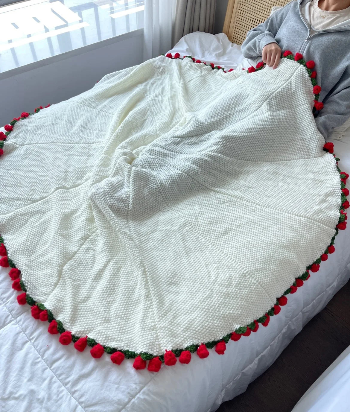 Rose Flower Blanket Crochet Gift