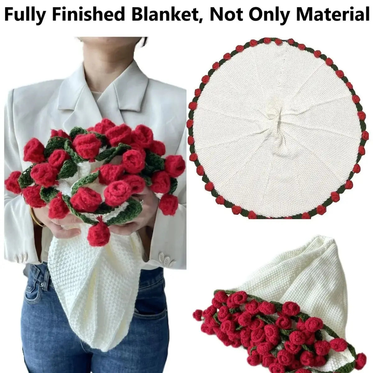 Rose Flower Blanket Crochet Gift