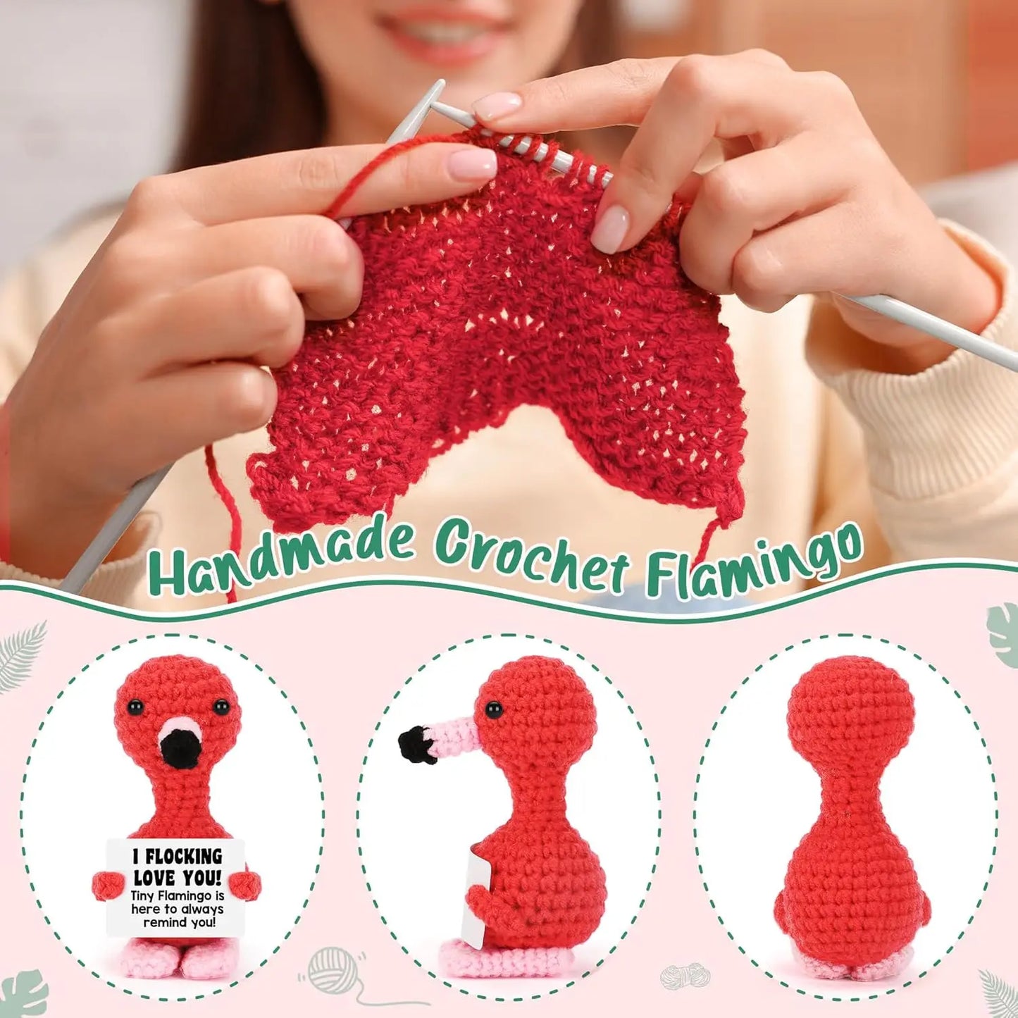 flamingo crochet doll home decor