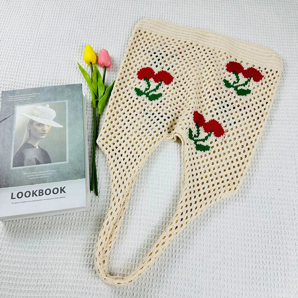 strawberry crochet shoulder bag