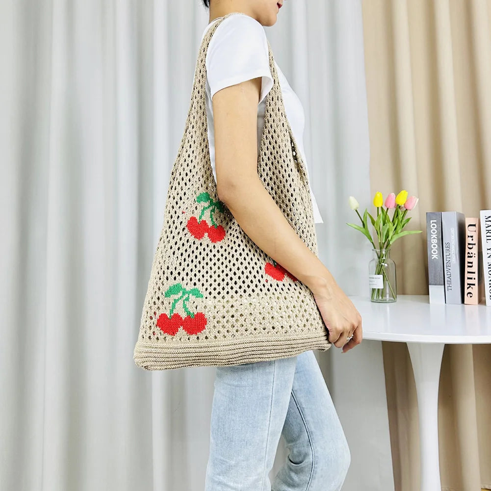 strawberry crochet shoulder bag