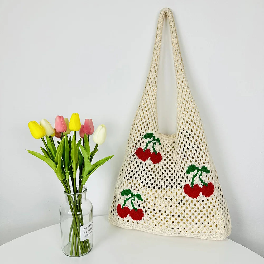 strawberry crochet shoulder bag