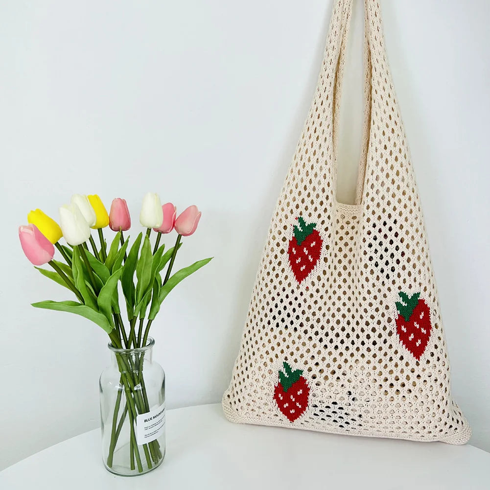 strawberry crochet shoulder bag