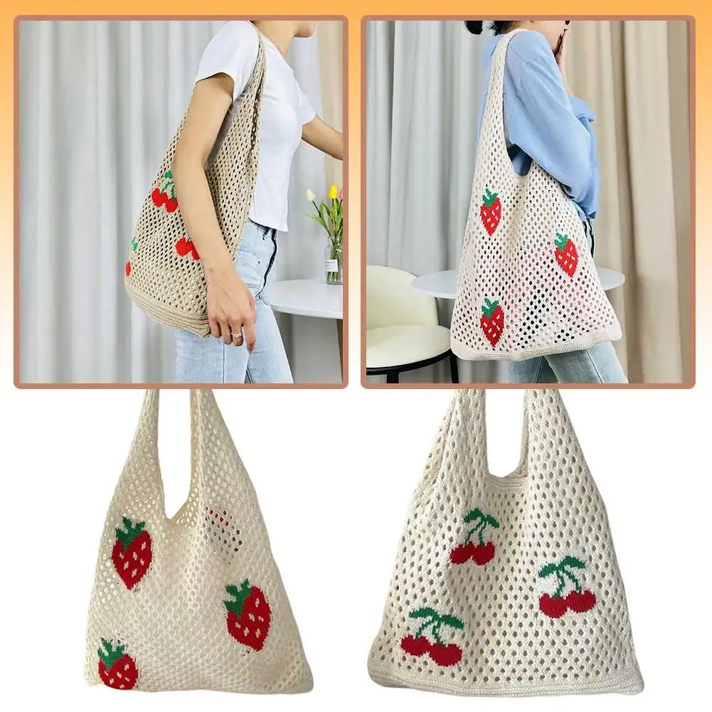 strawberry crochet shoulder bag