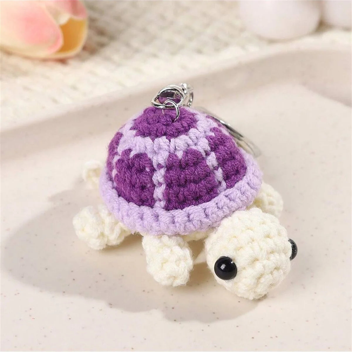 Crochet Turtle Keychain for Kids