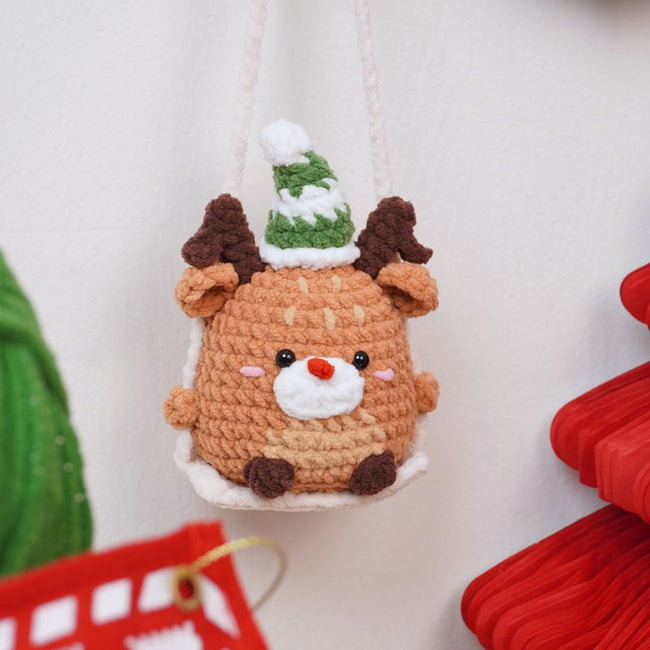 Amigurumi Reindeer on Swing Car Hanging Crochet Pattern
