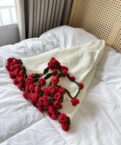 Rose Flower Blanket Crochet Gift