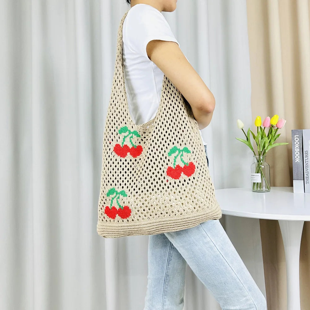 strawberry crochet shoulder bag