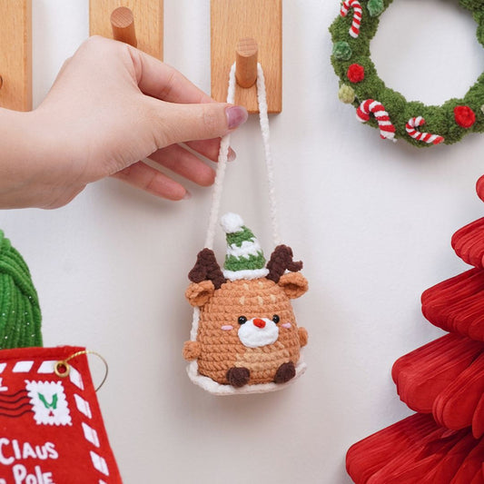 Amigurumi Reindeer on Swing Car Hanging Crochet Pattern