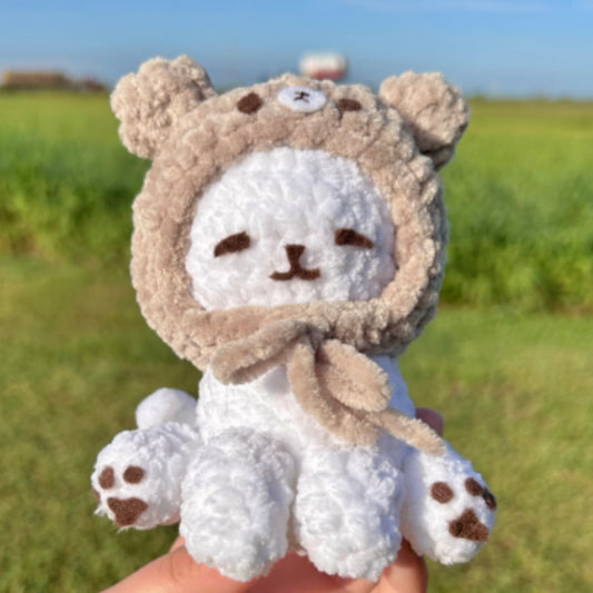 Tiny Cat in Bear Hat Crochet Pattern